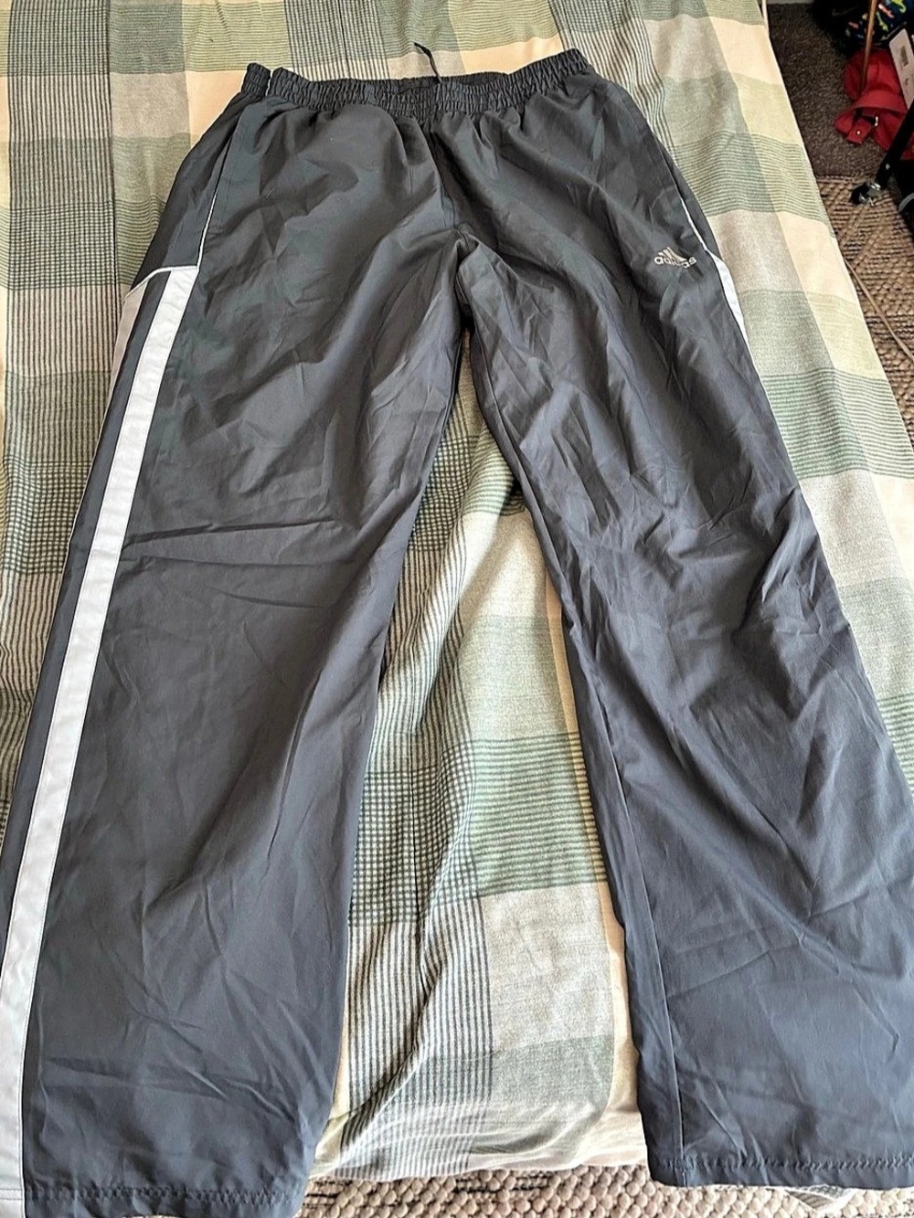 adidas Essential 3-Stripe Tricot Track Pants Men's Gray & White Medium